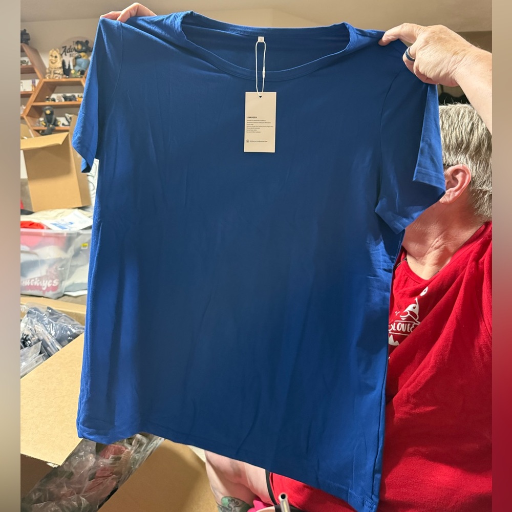 Women’s Blue Basic Tee Short Sleeve Scoop Neck Top NEW Multiple Available